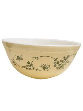 Vintage PYREX Shenandoah Yellow Green Floral Mixing Bowl #403 2.5 qt READ